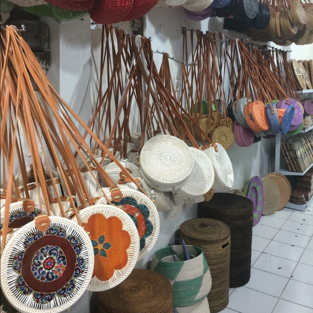 Balinese ata rattan straw round bags